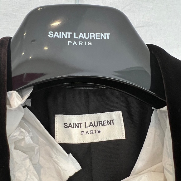 Hedi Slimane, Saint Laurent- Smoking Blazer/Jacket, Brown, Velvet Size 48 - Picture 5 of 13